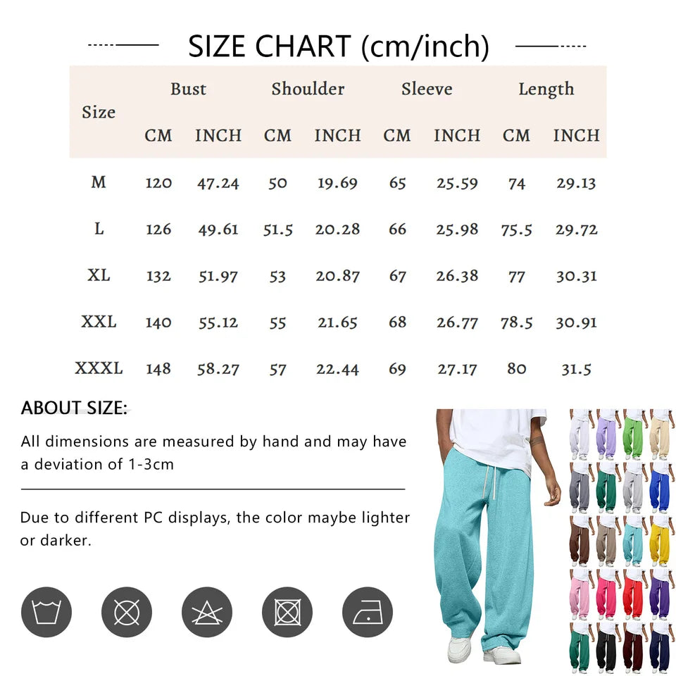 Men'S Solid Color Loose Wide Leg Sweatpants Men'S Casual Fashion Sweatpants Waist Drawstring Straight Casual Pants Jogging Pants