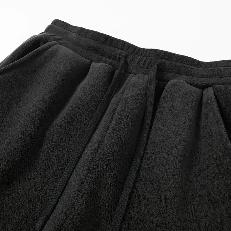 YJKVUR Unisex 2025 Winter New Oversize Pants Men Women Warm Fleece Liner Drawstring Trousers Casual Comfortable Gym Sweatpants