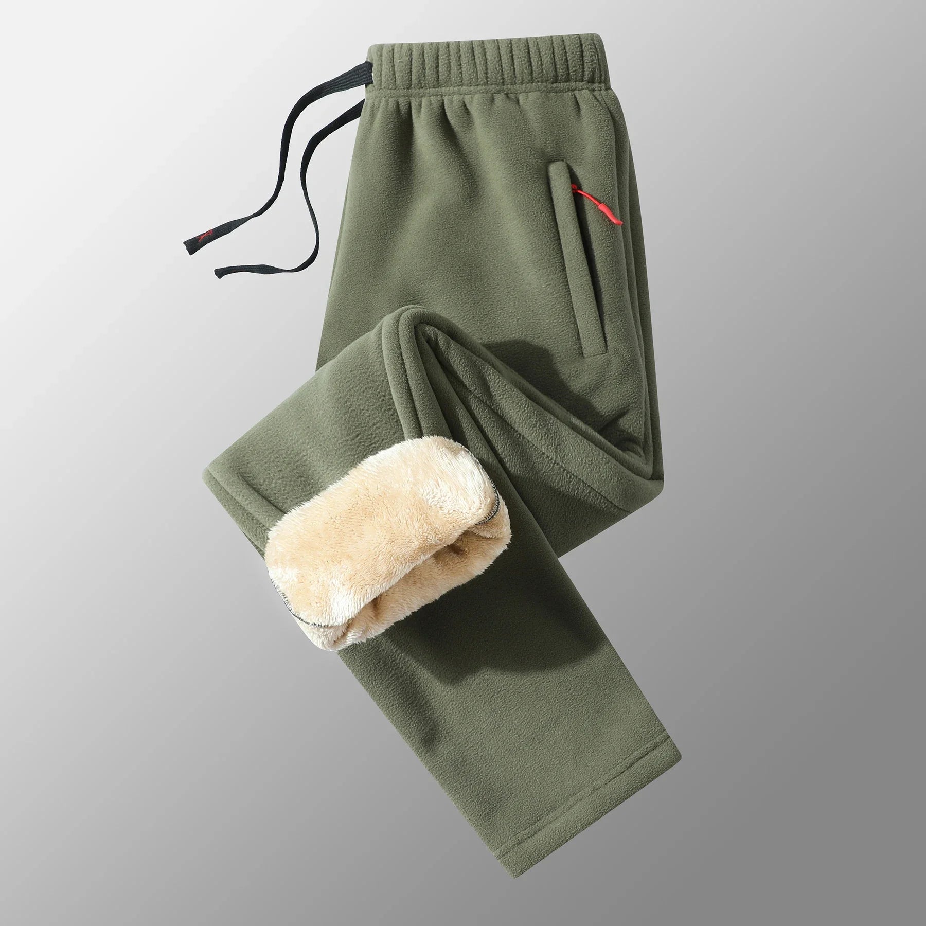 Men's Warm Fleece Lined Trousers Winter Zipper Pockets Thickened Fleece Jogger Pants Men Outdoor Snow Cold Thermal Sweatpants