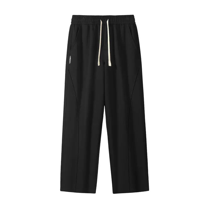 Winter Velvet Lined Wide Leg Pants for Men Solid Color Straight Sweatpants Long Baggy Trousers Korean Fashion Home Sport Unisex