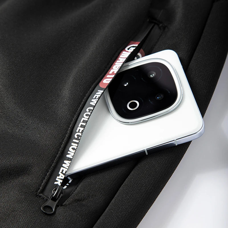 Graphic Print Thermal Plush Jogger Pants for Men Winter Sherpa Fleece Lined Sweatpants with Zipper Pockets Casual Cozy Trousers