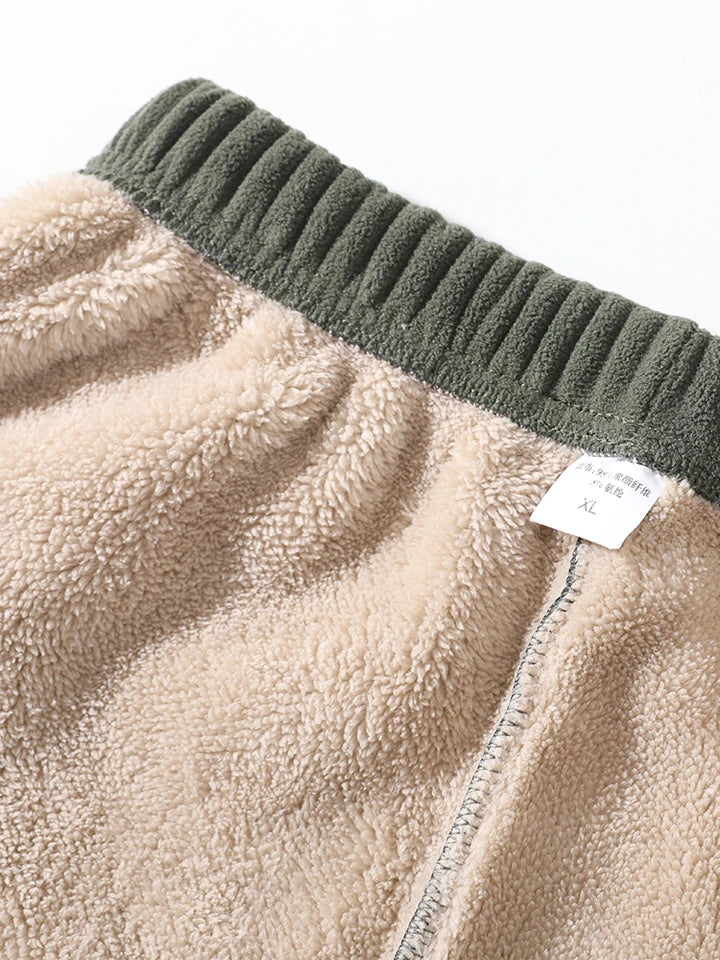 Men's Warm Fleece Lined Trousers Winter Zipper Pockets Thickened Fleece Jogger Pants Men Outdoor Snow Cold Thermal Sweatpants